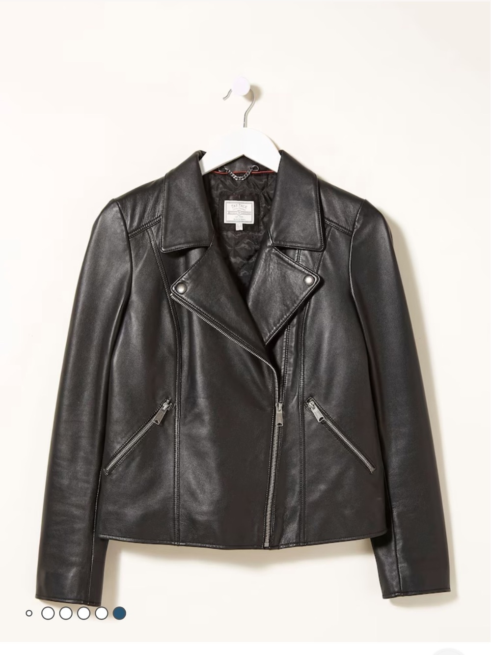 Fat Face Black Leather Biker Jacket